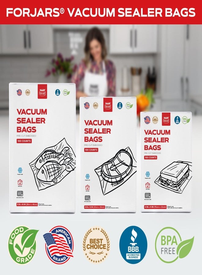 ForJars Vacuum Sealer Bags For Food Storage - Method Sous Vide Cooking - Pack of 100 count Pre-Cut Size Bags, Perfect for Food Storage - Ideal for Home & Commercial Use, 7.5 Mil Thickness(8x12/100pcs) - Image 2
